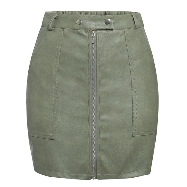 Leather skirt short skirt solid color skirt